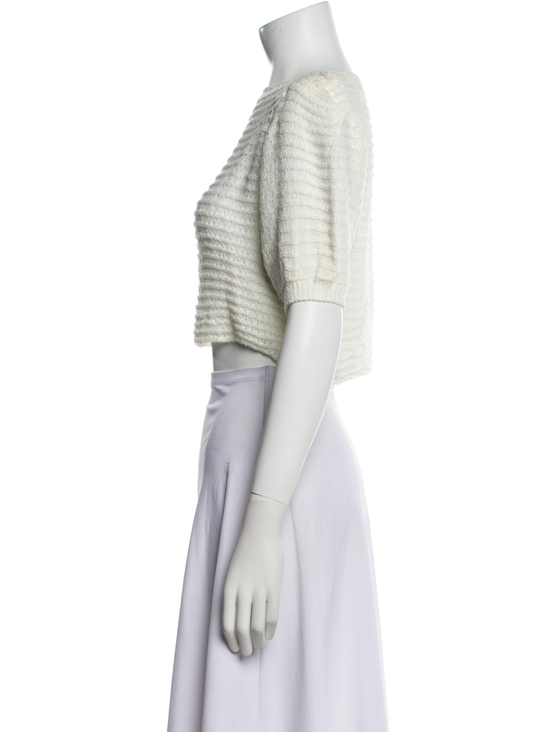 Iorane Bateau Neckline Short Sleeve Crop Top