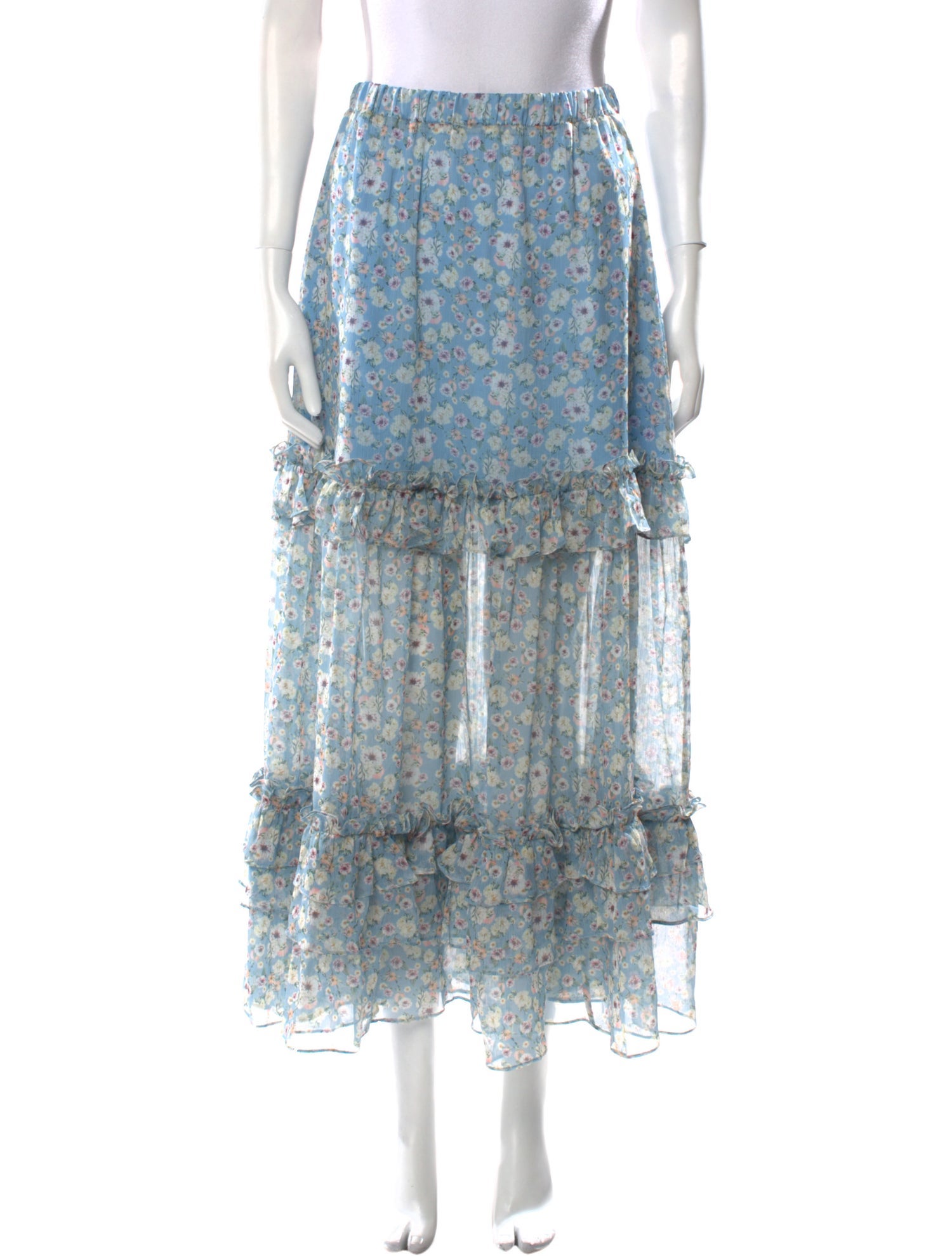 Iorane Floral Print Midi Length Skirt