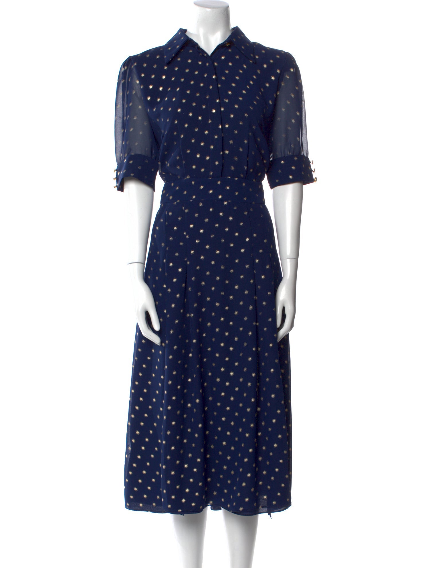 Iorane Polka Dot Print Midi Length Dress
