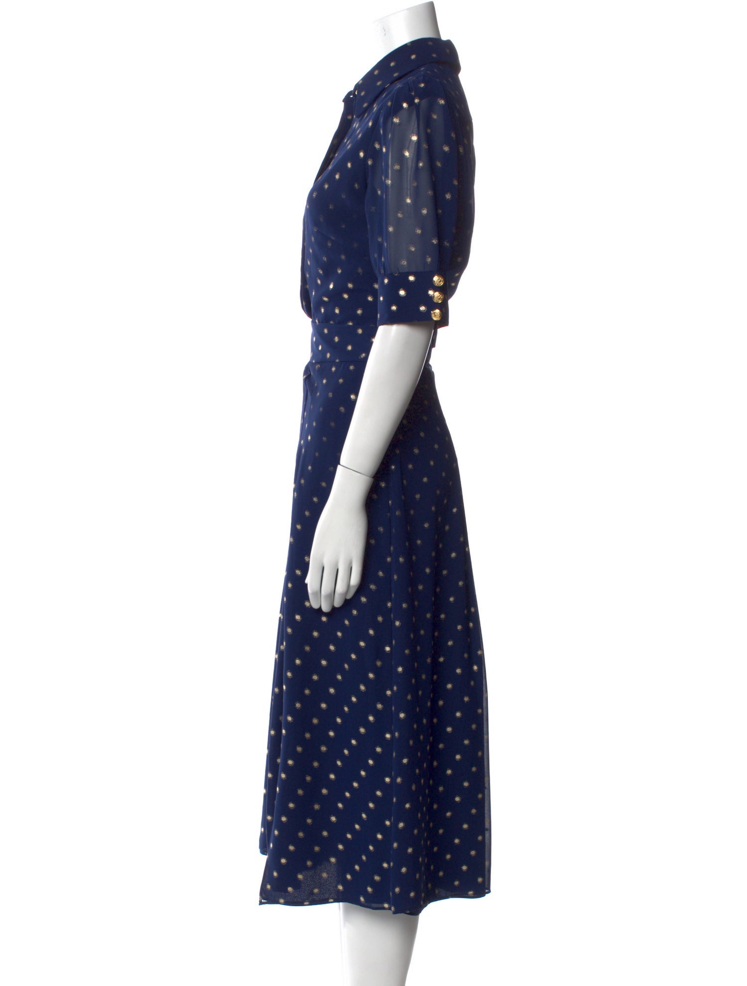 Iorane Polka Dot Print Midi Length Dress
