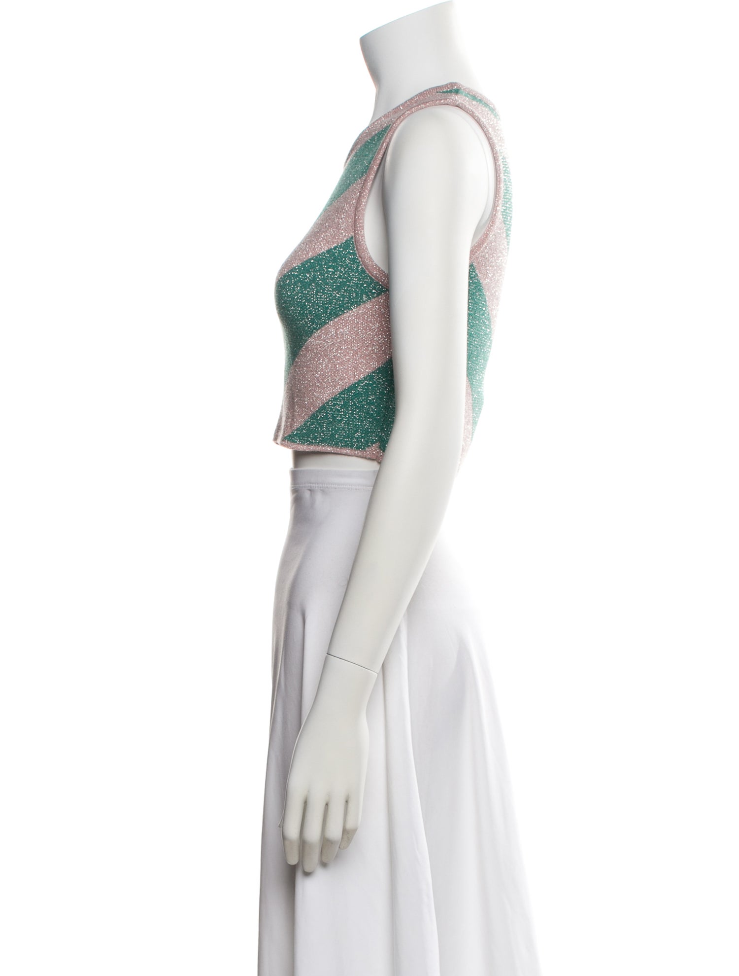 Iorane Striped Crew Neck Crop Top