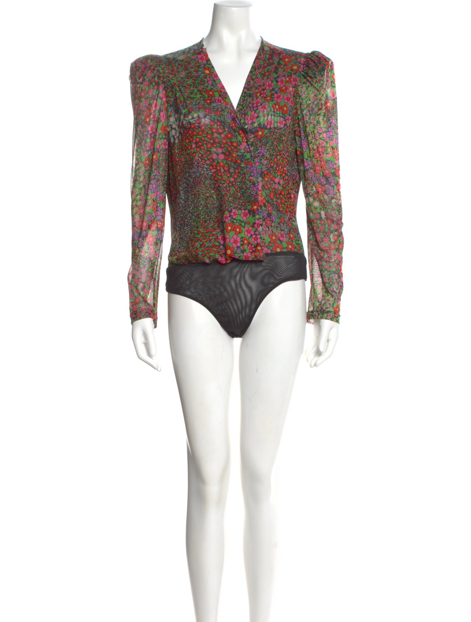Iorane Floral Print V-Neck Bodysuit