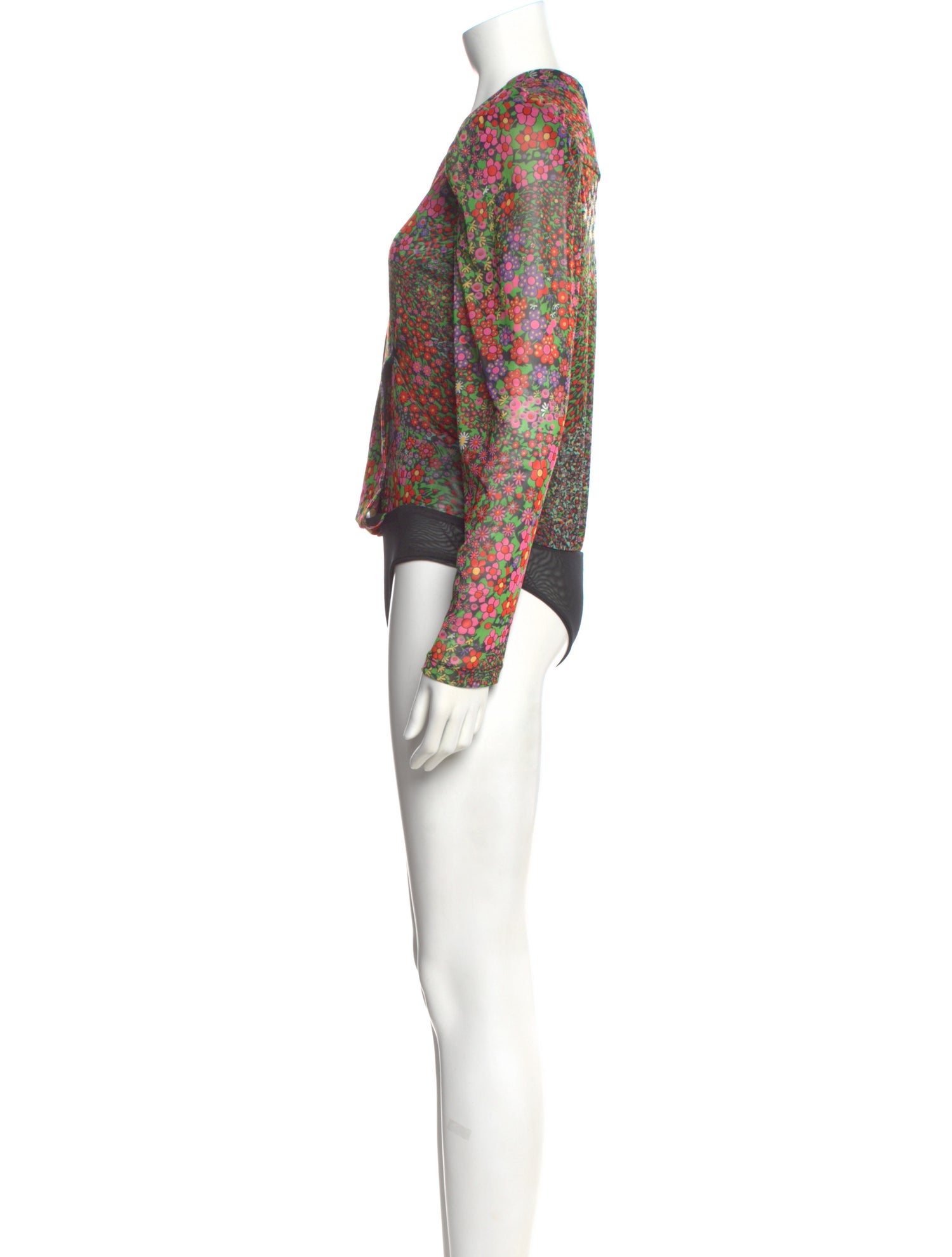 Iorane Floral Print V-Neck Bodysuit