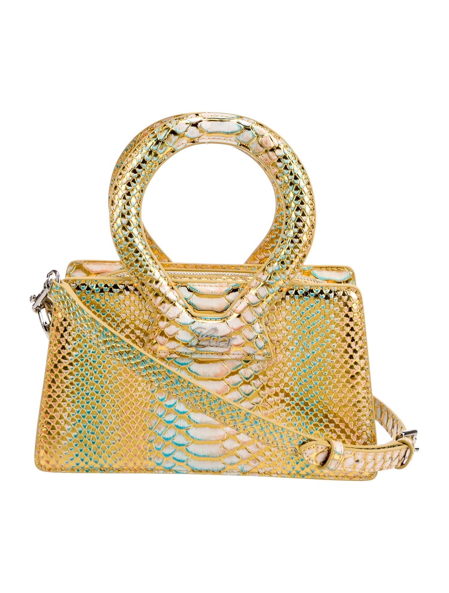 Luar Embossed Leather Top Handle Bag