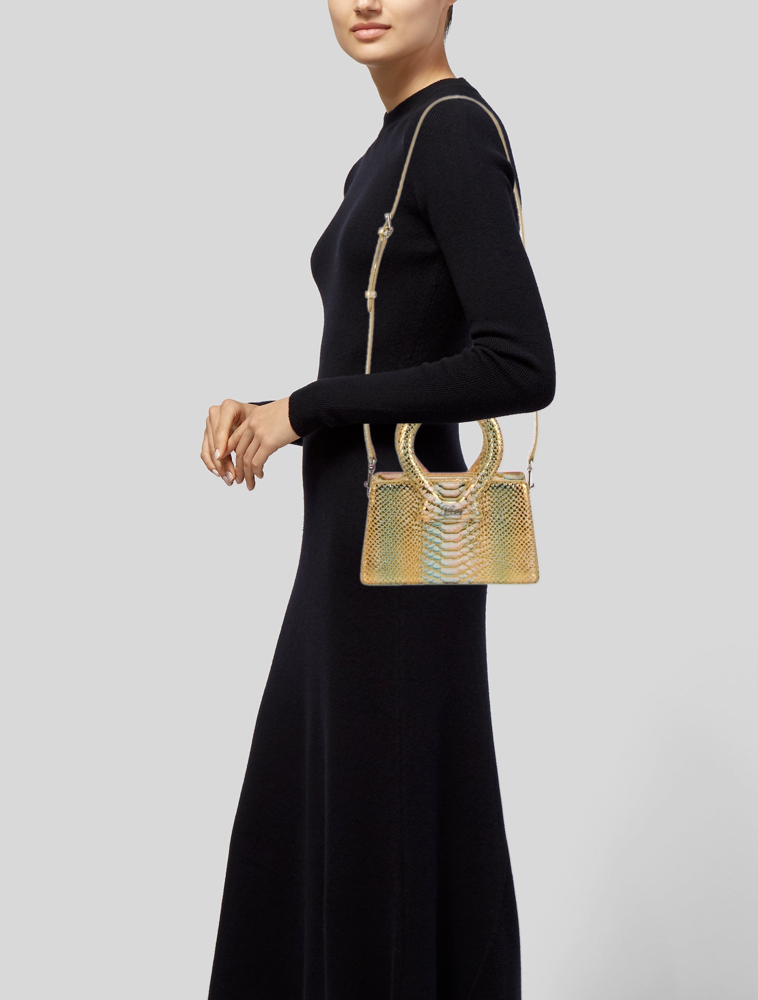 Luar Embossed Leather Top Handle Bag