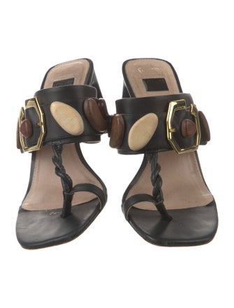 Louise et Cie Leather Beaded Accents Slides