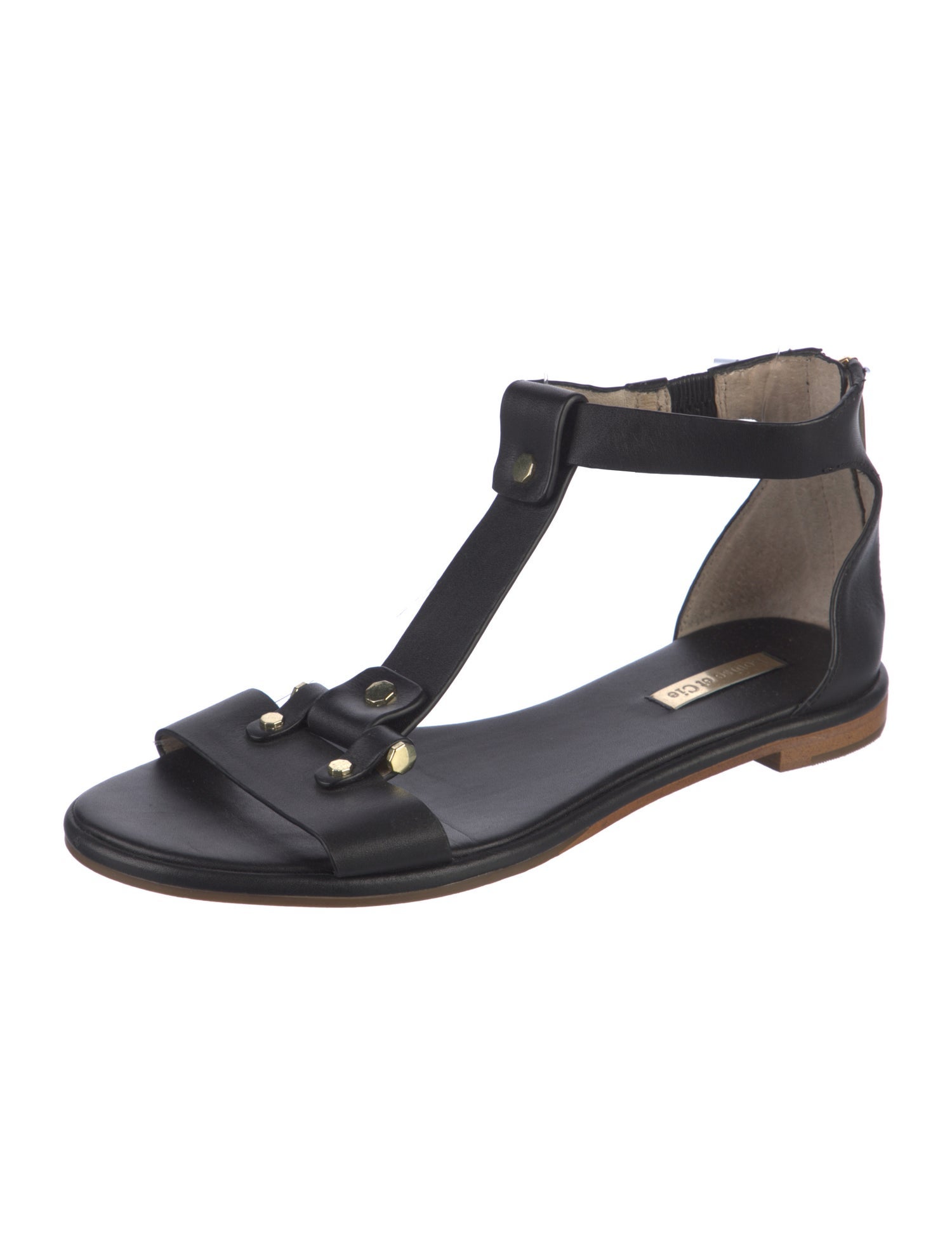 Louise et Cie Leather Studded Accents T-Strap Sandals