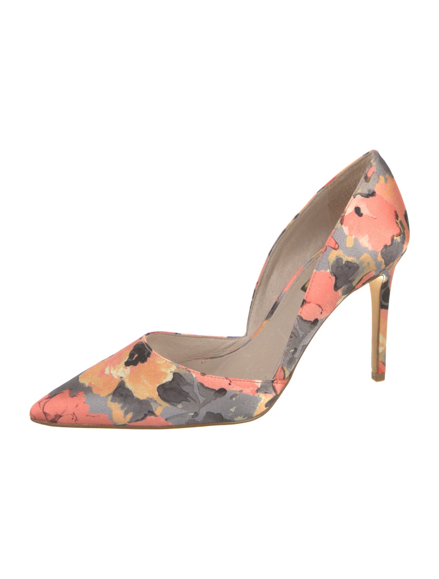 Louise et Cie Satin Floral Print D'Orsay Pumps