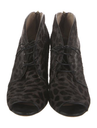 Louise et Cie Ponyhair Animal Print Lace-Up Boots