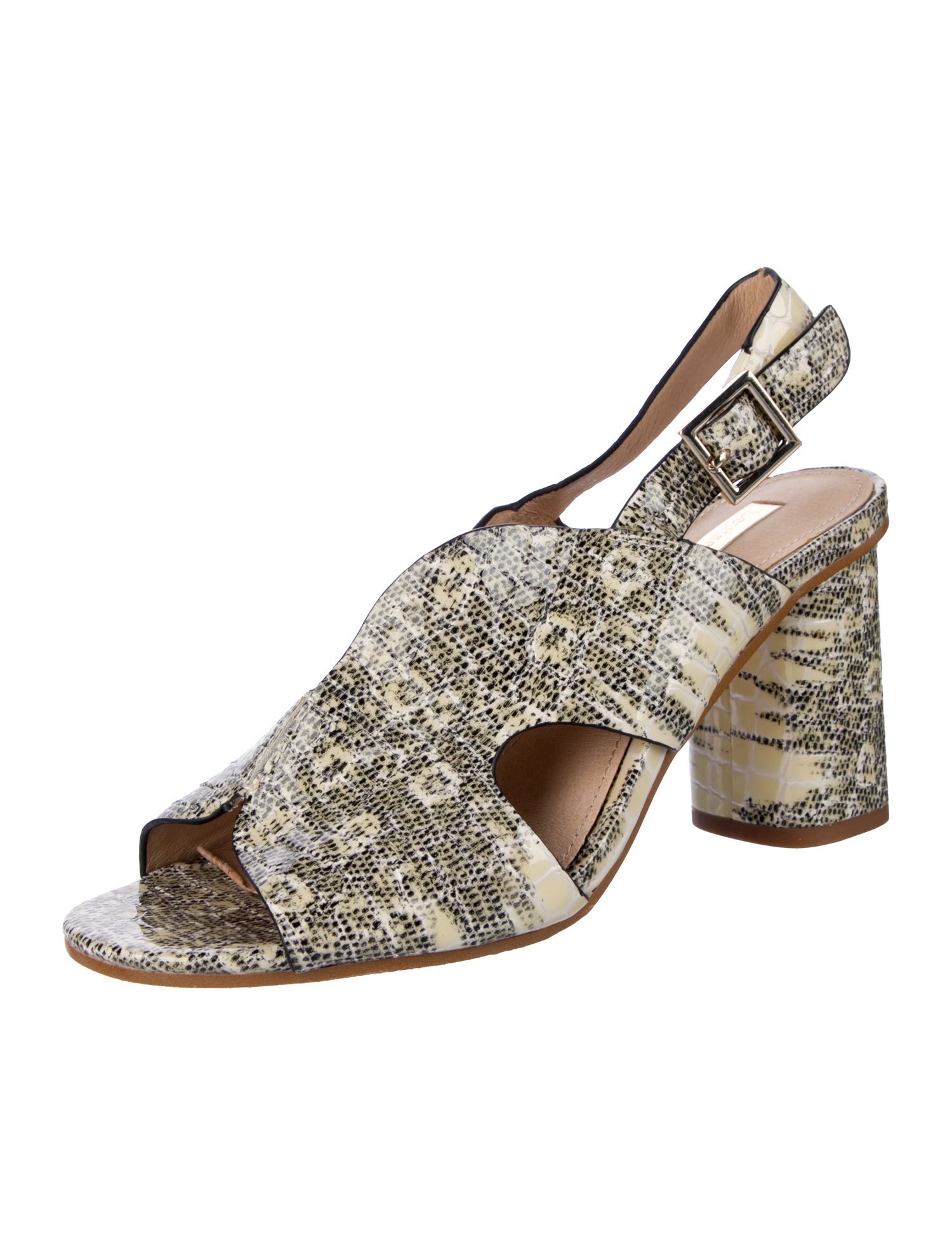 Louise et Cie Patent Leather Printed Slingback Sandals