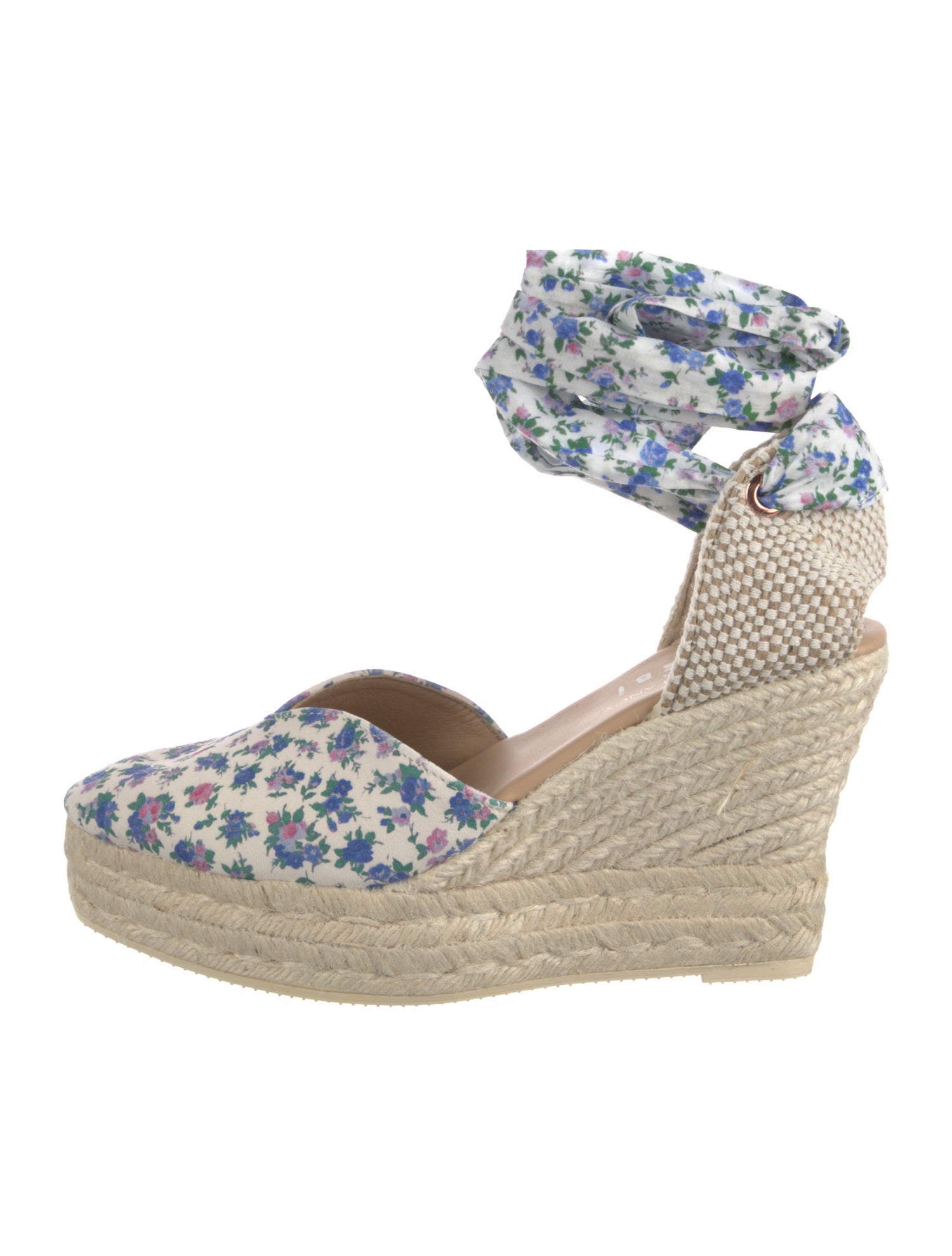 LoveShackFancy x Manebi Nordic Suede Floral Print D'Orsay Pumps