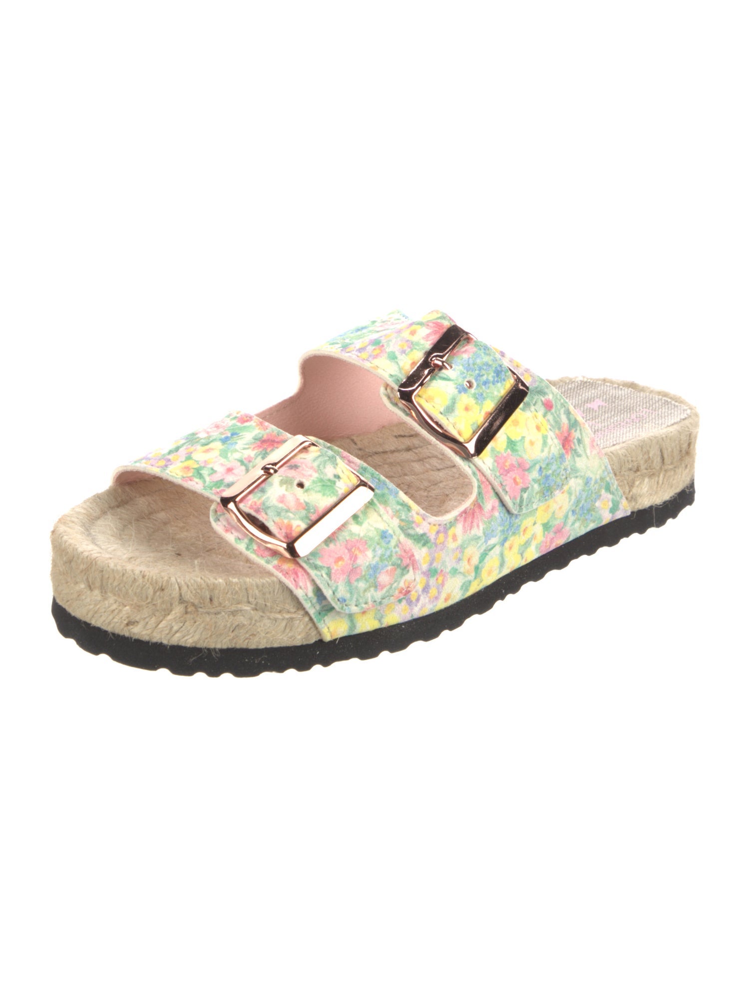 LoveShackFancy x Manebi Nordic Suede Floral Print Slides
