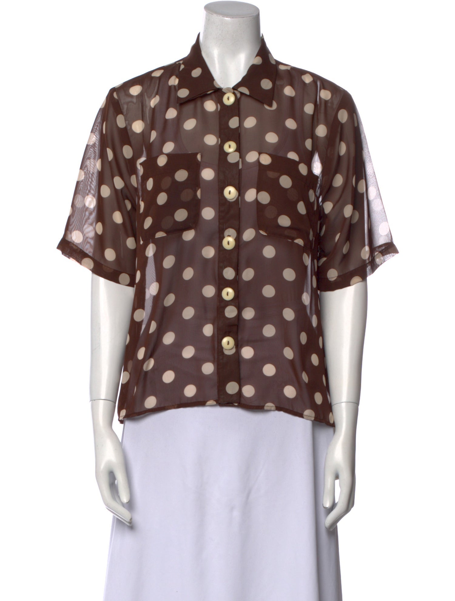 Lisa says Gah Polka Dot Print Short Sleeve Button-Up Top