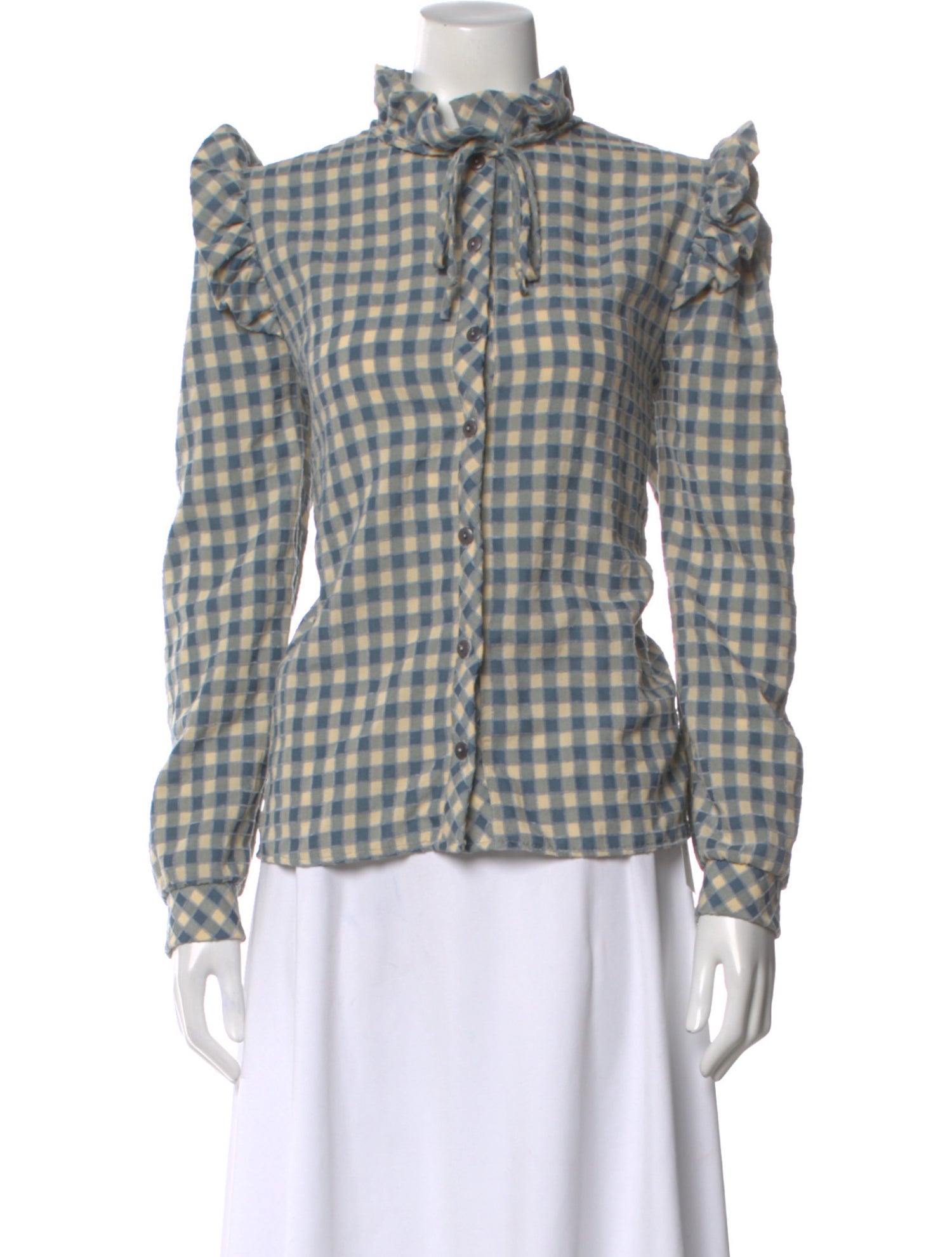 Lisa says Gah Plaid Print Tie Neck Blouse