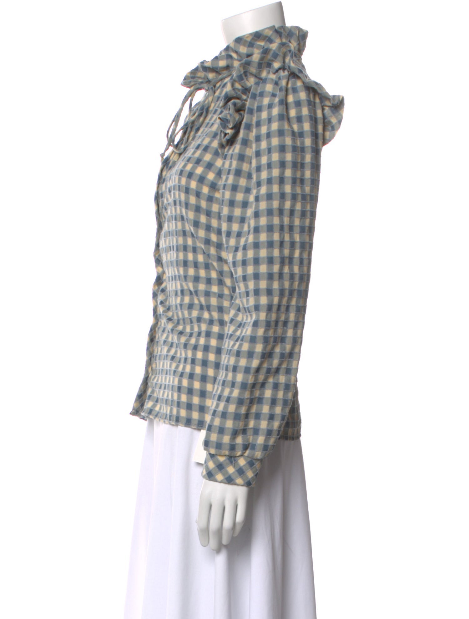 Lisa says Gah Plaid Print Tie Neck Blouse