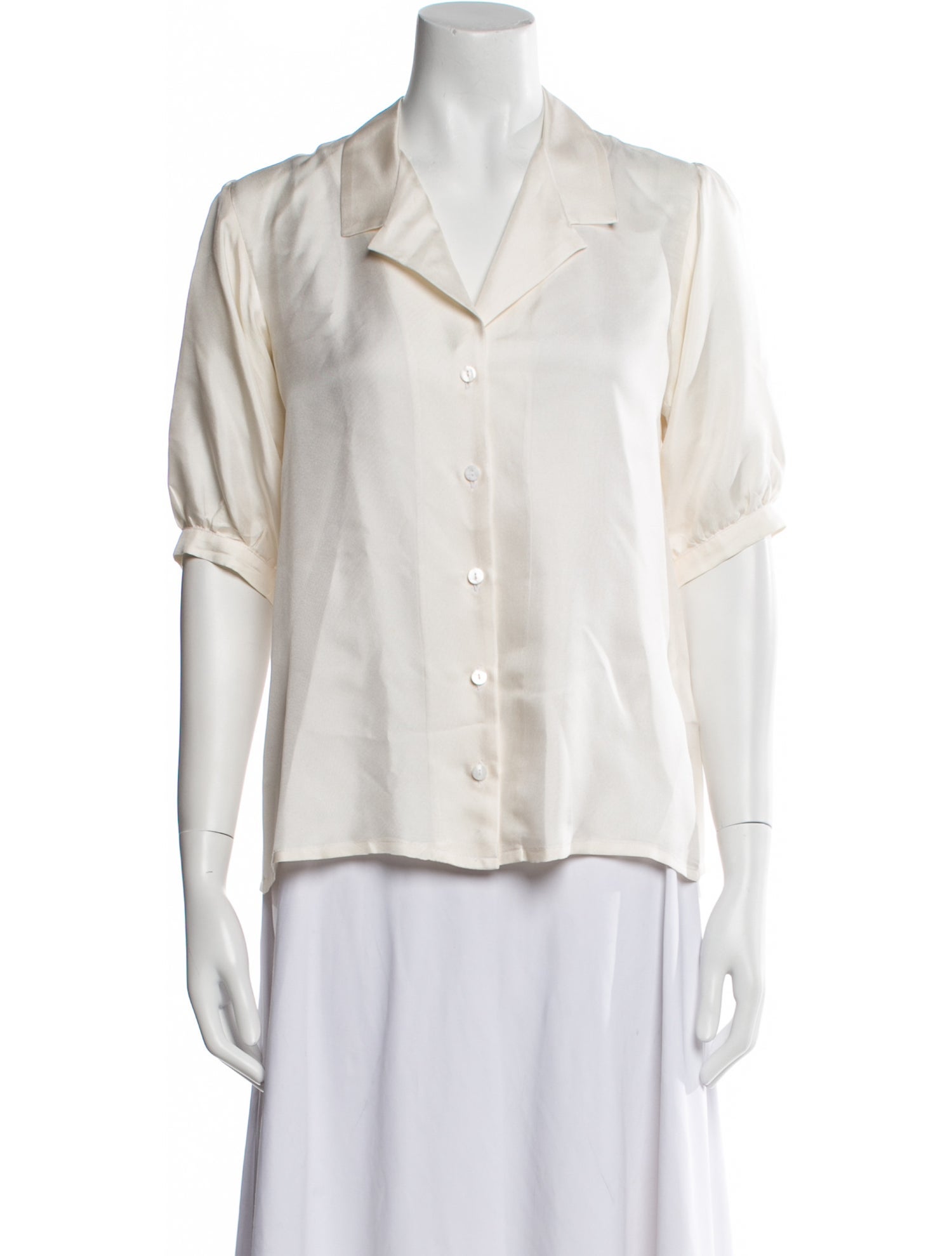 Lisou Silk Three-Quarter Sleeve Button-Up Top
