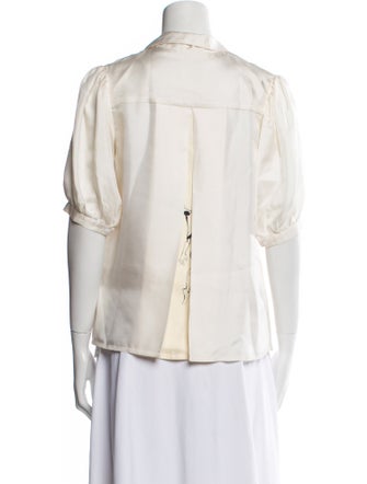 Lisou Silk Three-Quarter Sleeve Button-Up Top