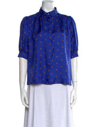 Lisou Silk Printed Button-Up Top