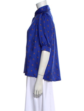 Lisou Silk Printed Button-Up Top