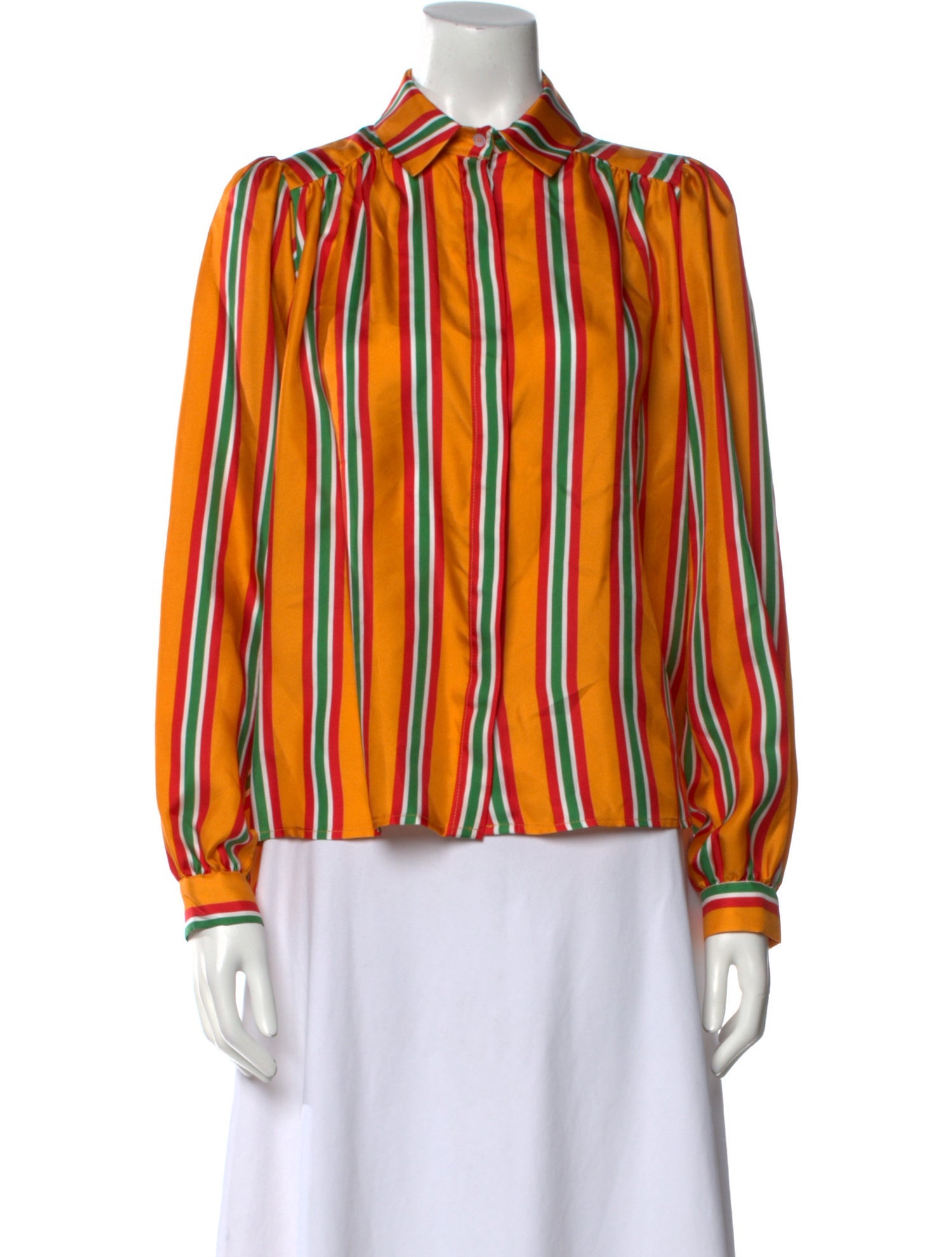 Lisou Silk Striped Button-Up Top w/ Tags