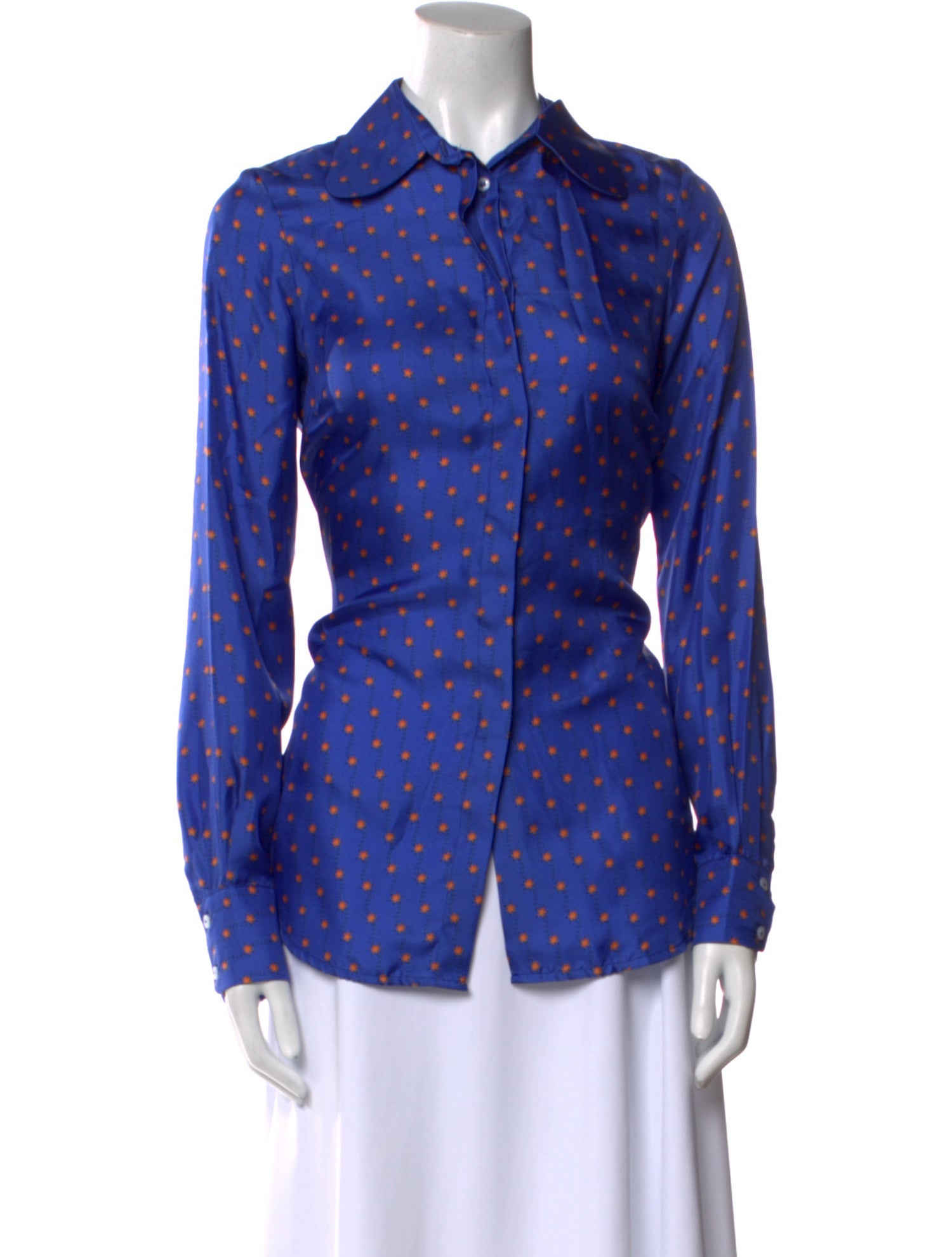 Lisou Silk Polka Dot Print Button-Up Top w/ Tags