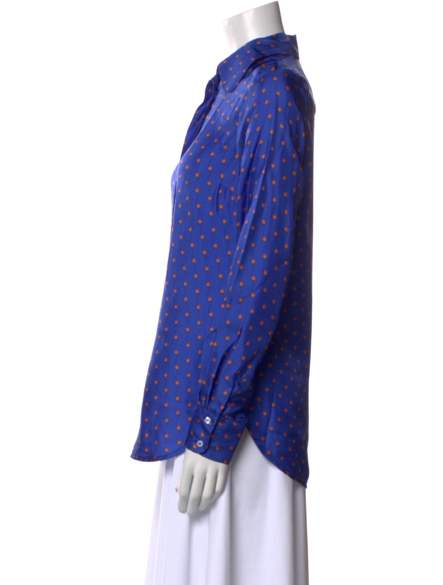Lisou Silk Polka Dot Print Button-Up Top w/ Tags