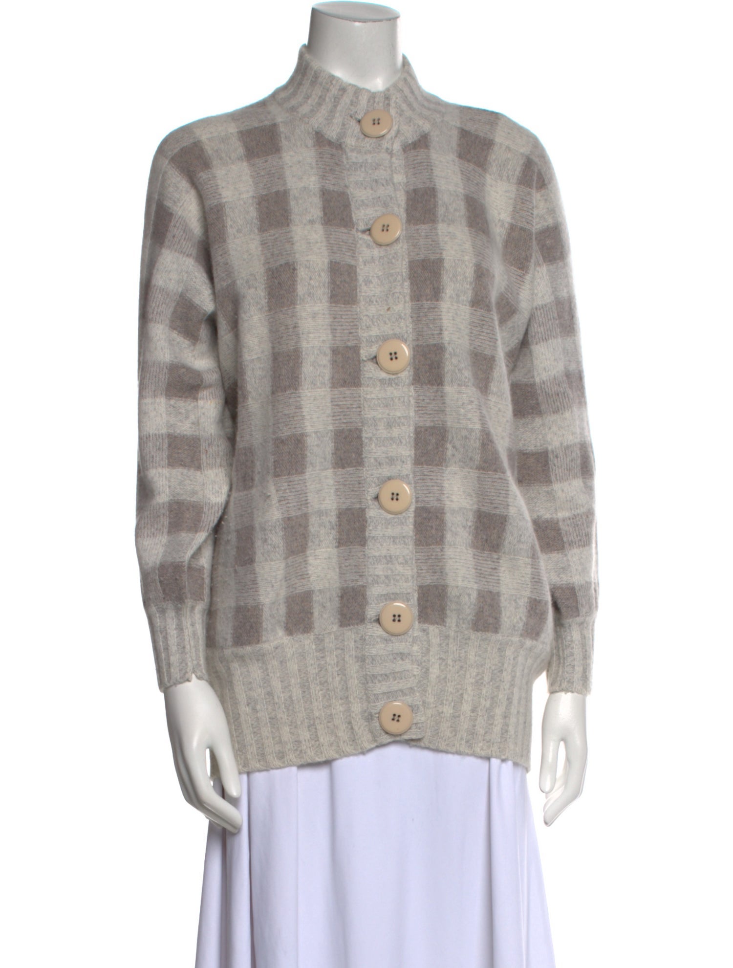 Luisa Spagnoli Wool Plaid Print Sweater