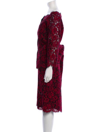 Luisa Spagnoli Lace Pattern Eyelet Trim Skirt Suit
