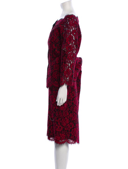 Luisa Spagnoli Lace Pattern Eyelet Trim Skirt Suit