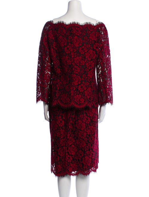 Luisa Spagnoli Lace Pattern Eyelet Trim Skirt Suit