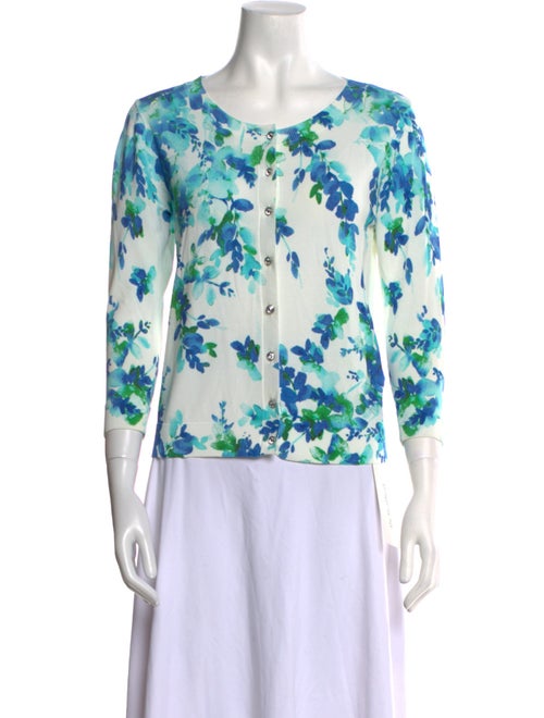 Luisa Spagnoli Floral Print Scoop Neck Sweater