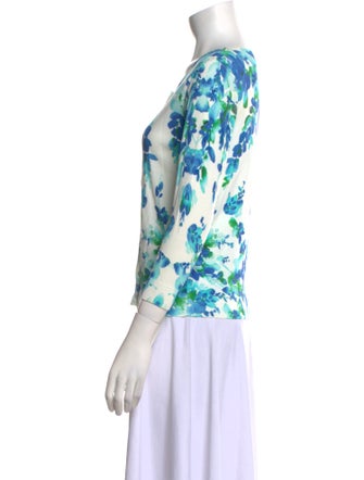 Luisa Spagnoli Floral Print Scoop Neck Sweater