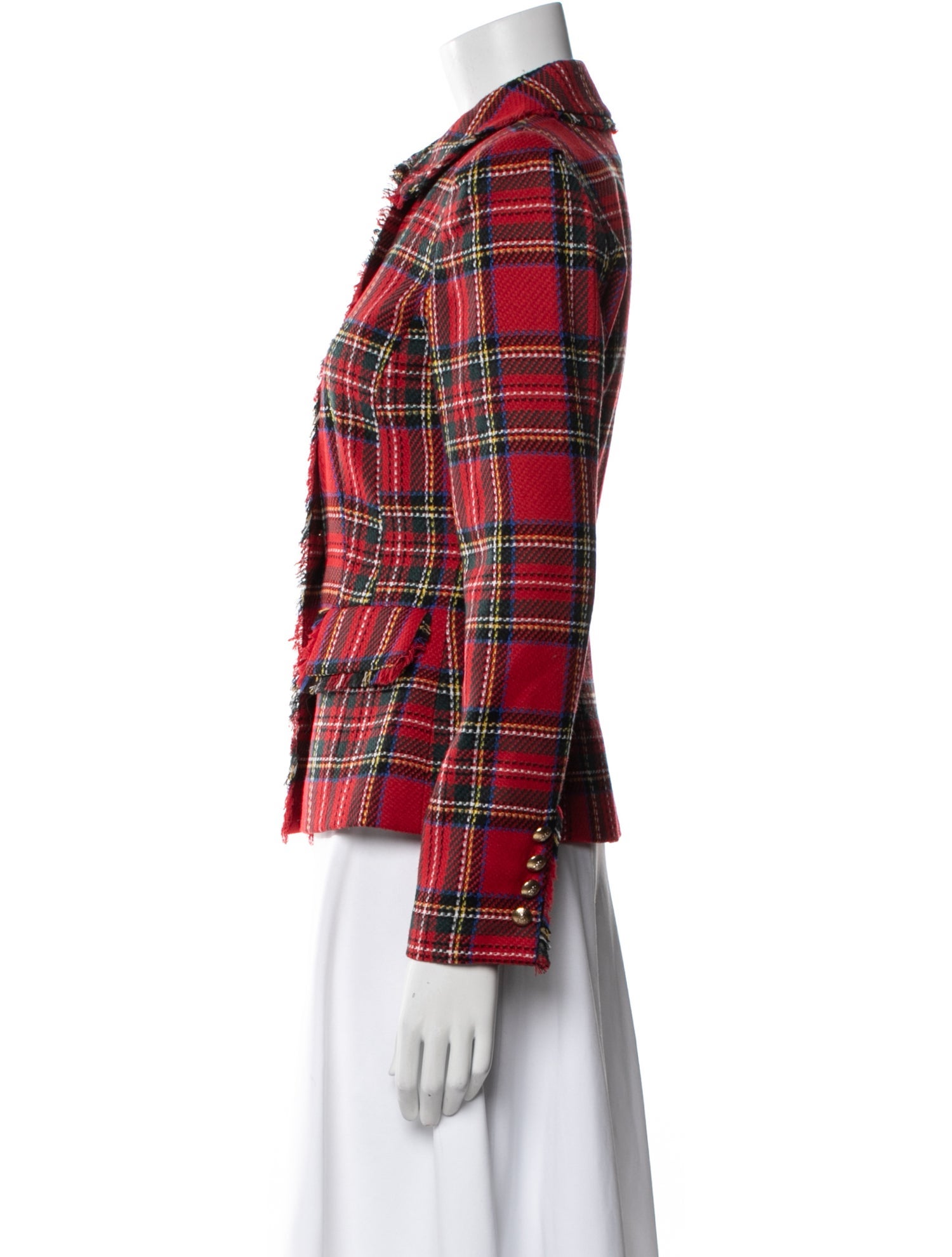 Luisa Spagnoli Virgin Wool Plaid Print Evening Jacket