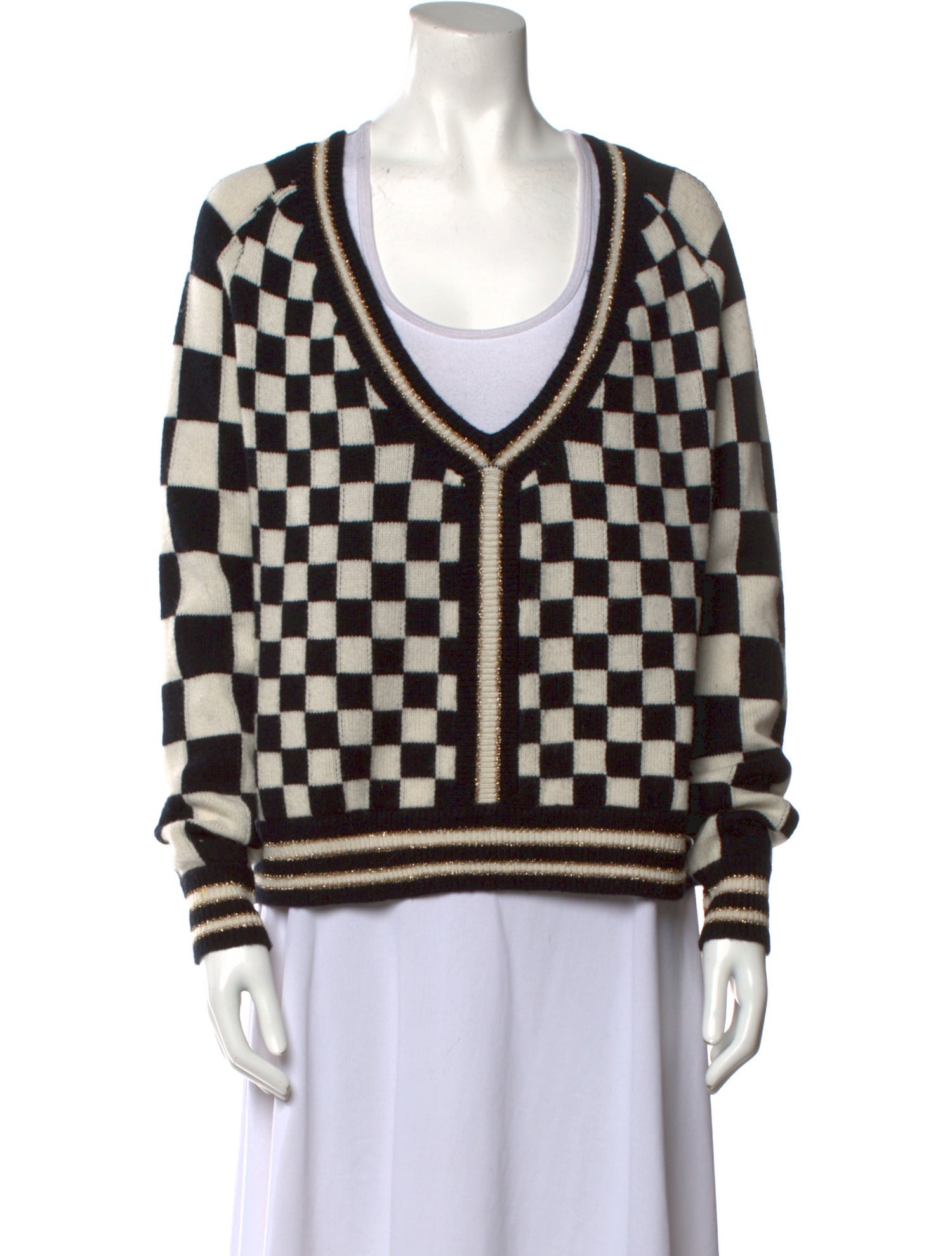 Le Superbe Plaid Print V-Neck Sweater