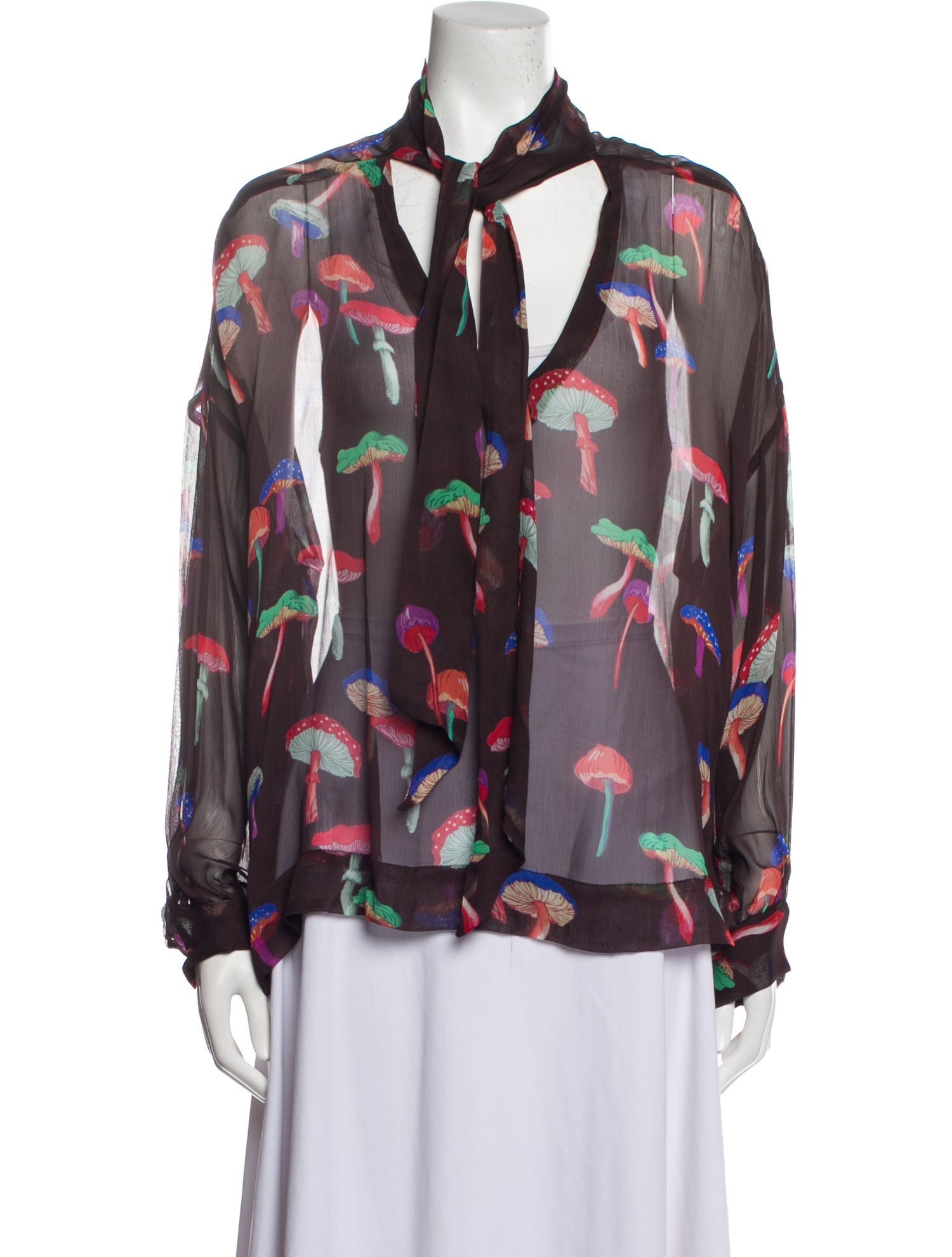 Le Superbe Printed Tie Neck Blouse