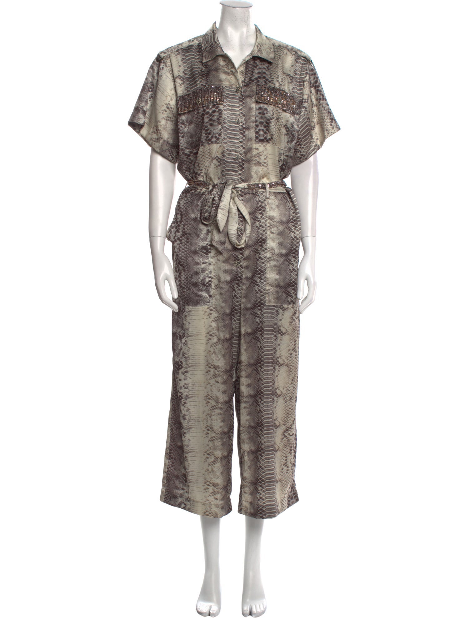 Le Superbe Animal Print V-Neck Jumpsuit
