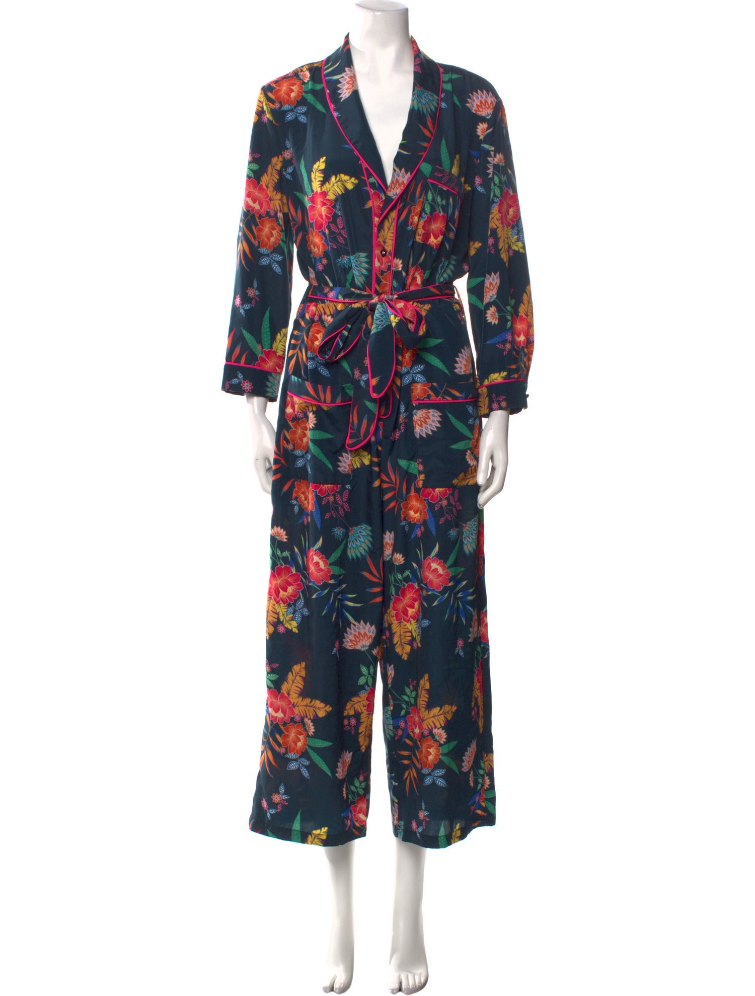 Le Superbe Floral Print V-Neck Jumpsuit w/ Tags