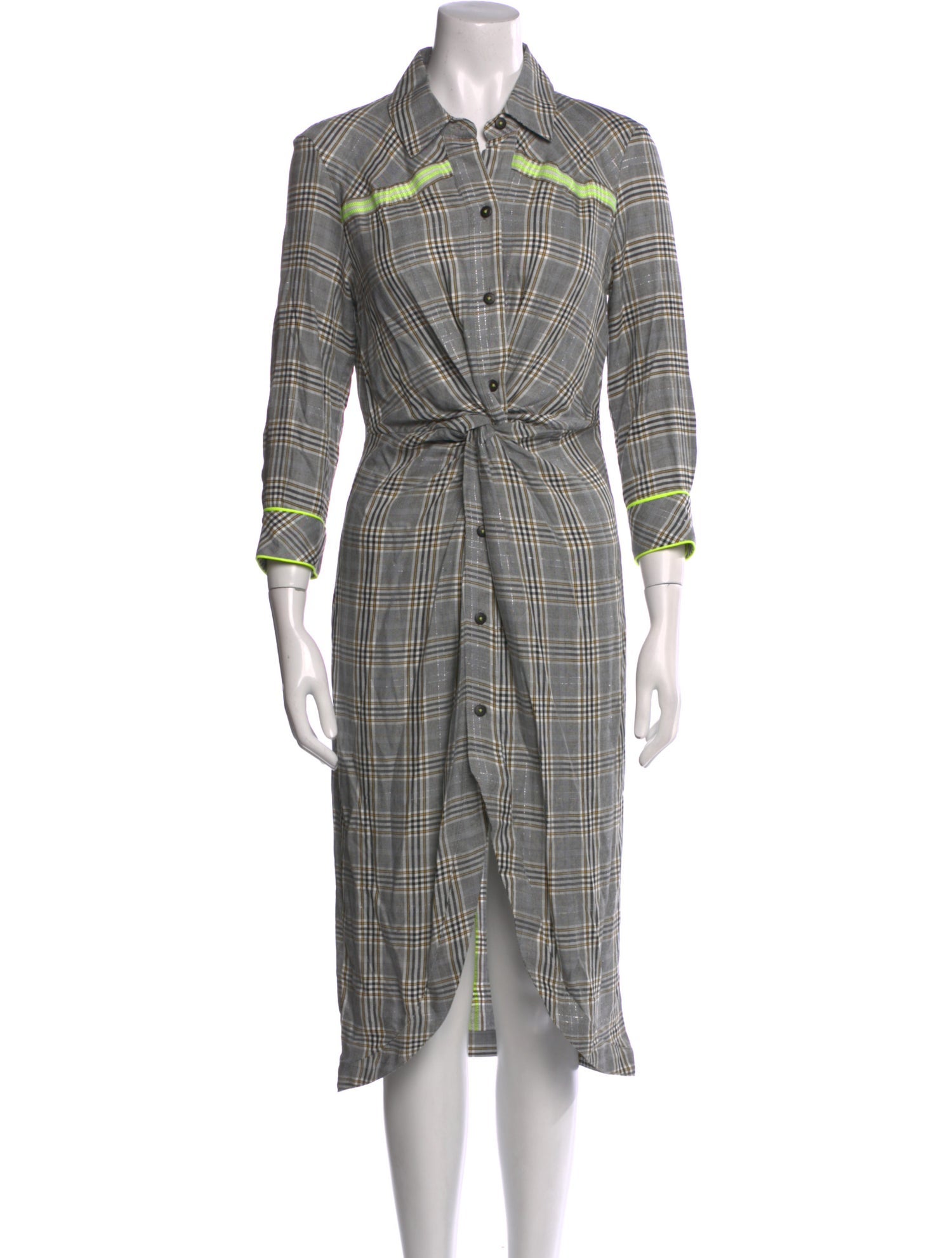 Le Superbe Plaid Print Midi Length Dress w/ Tags