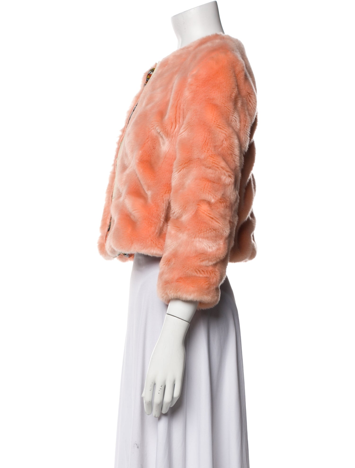 Le Superbe Tweed Pattern Faux Fur Jacket