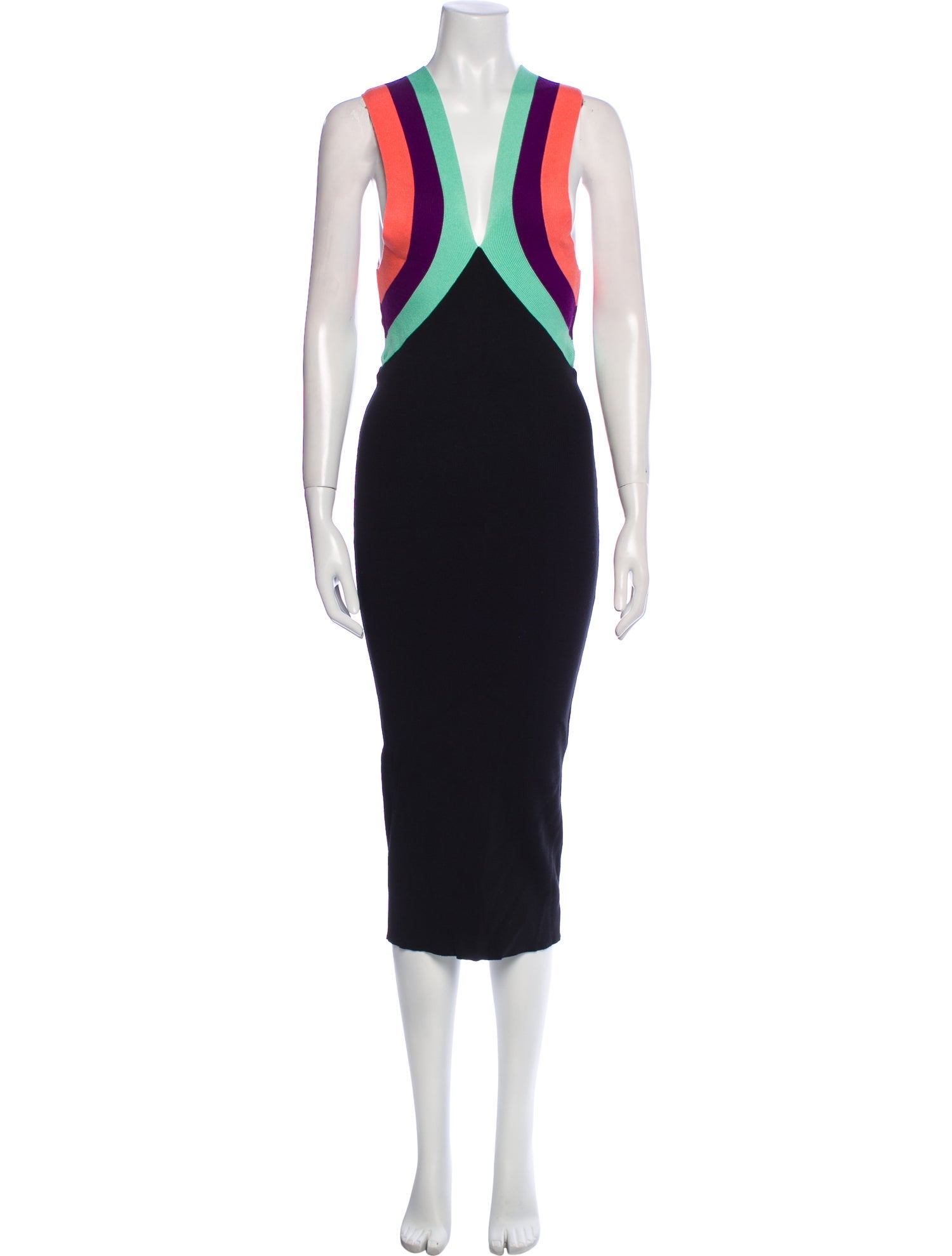 Le Superbe Colorblock Pattern Midi Length Dress