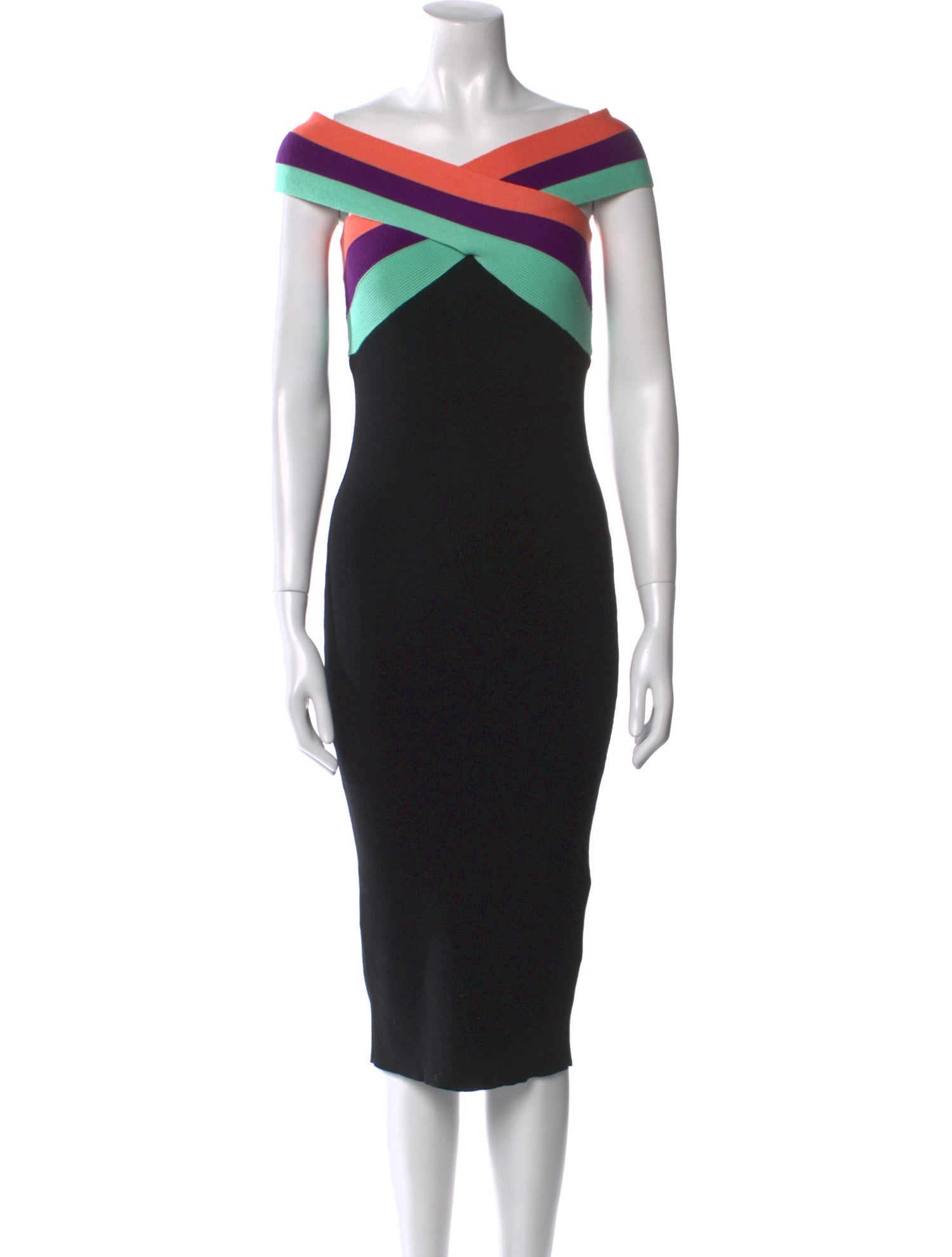 Le Superbe Colorblock Pattern Midi Length Dress