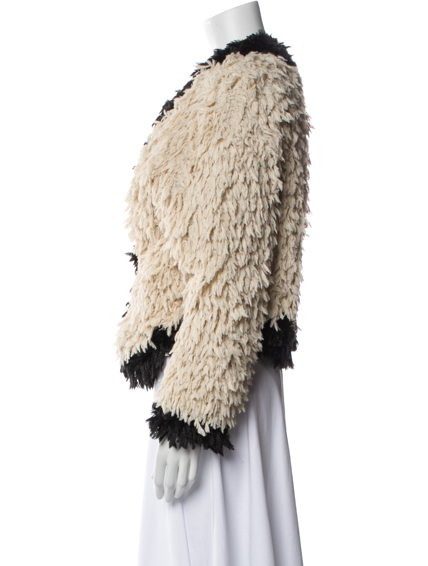 Le Superbe Colorblock Pattern Faux Fur Jacket