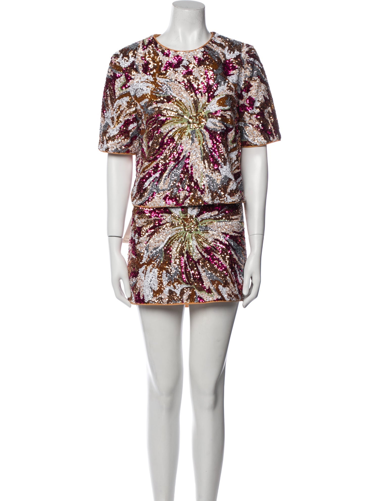 Le Superbe Printed Sequin Embellishments Skirt Set