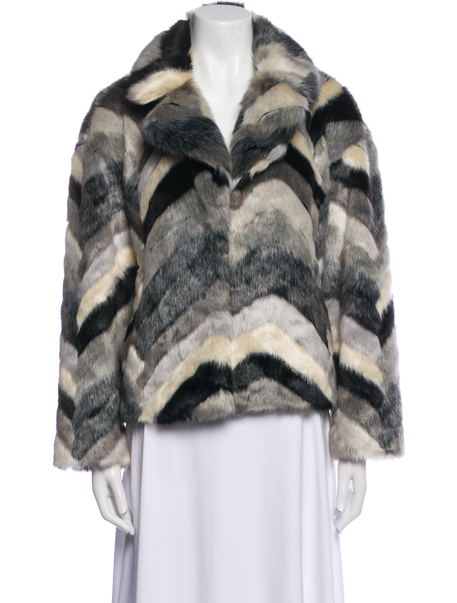 Le Superbe Plaid Print Faux Fur Jacket