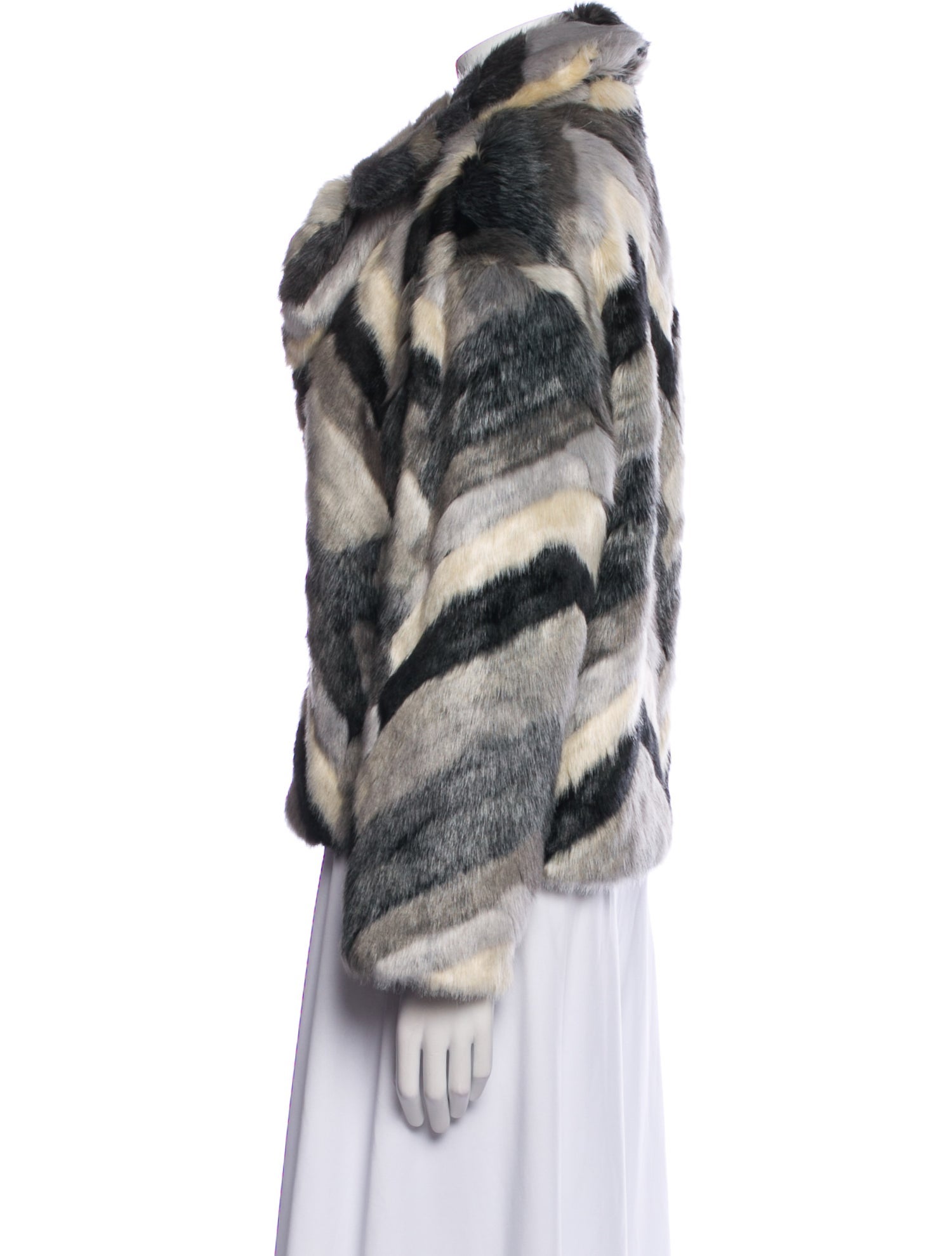 Le Superbe Plaid Print Faux Fur Jacket