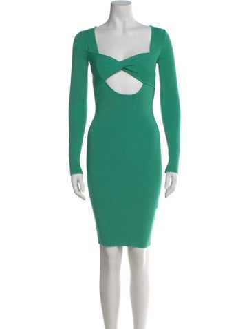 Pre-owned Le Superbe Square Neckline Midi Length Dress In Green