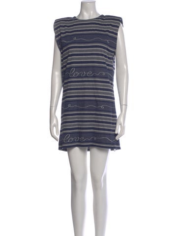 Pre-owned Le Superbe Striped Mini Dress In Blue