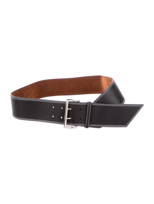 Lambertson Truex Leather Wide Waist Belt Black