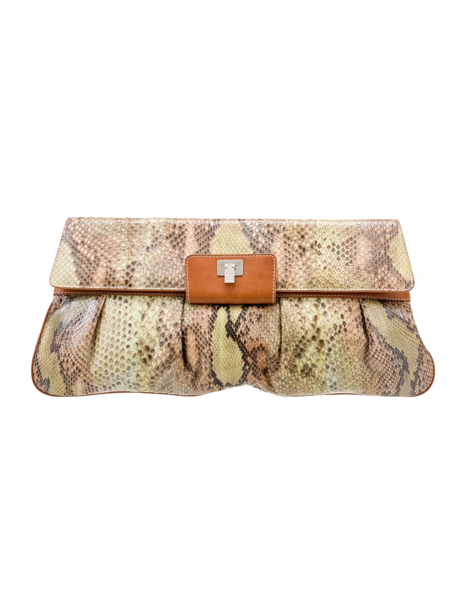 Lambertson Truex Leather Trim Python Clutch