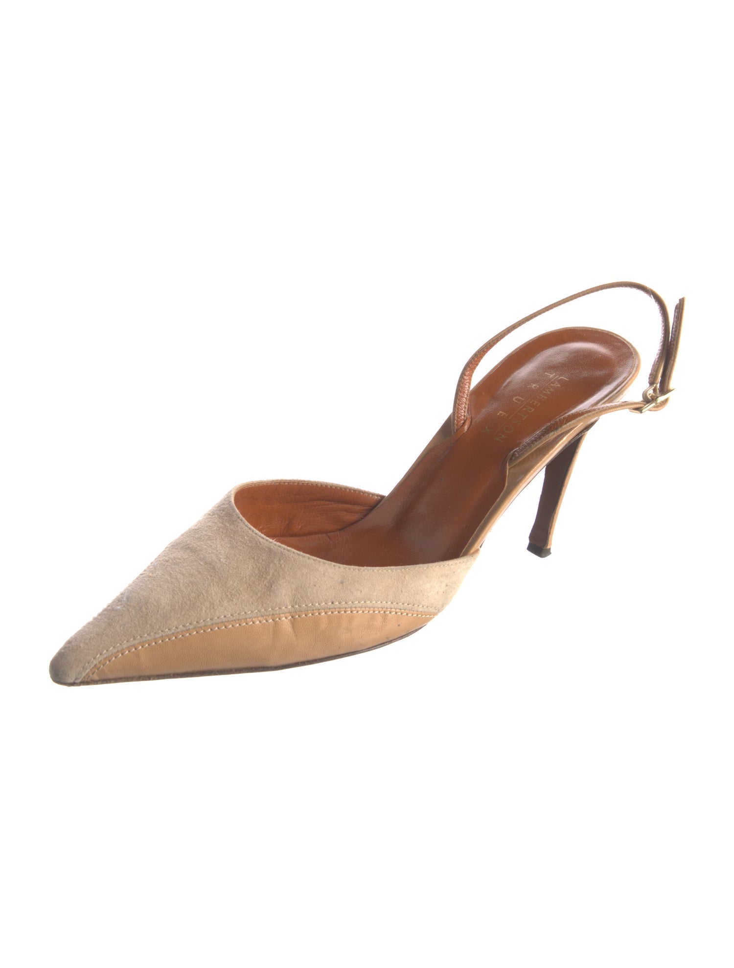 Lambertson Truex Leather Colorblock Pattern Slingback Pumps
